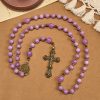 Thanksgiving Gift: Purple Garnet Chalcedony Rosary with Crucifix & St. Benedict: Graceful Spiritual Bond