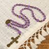 Christianartworkshop Purple Garnet Chalcedony Rosary with Crucifix & St. Benedict: Graceful Spiritual Bond
