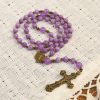 Christianartworkshop Purple Garnet Chalcedony Rosary with Crucifix & St. Benedict: Graceful Spiritual Bond