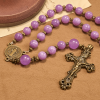 Christianartworkshop Purple Garnet Chalcedony Rosary with Crucifix & St. Benedict: Graceful Spiritual Bond