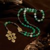 Exquisite Green Agate Rosary with Pardon Crucifix & Holy Family: Graceful Spiritual Narrative
