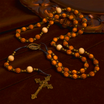 Exquisite Rose Beads with Bronze Crucifix & Miraculous Medal Rosary