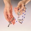 Blue & White Glass Beads Crucifix Jesus Rosary