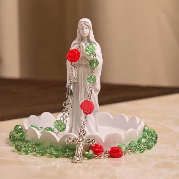 Handmade Floral Crystal Beads & Crucifix with Virgin Mary Medal Rosary: Blossom of Grace Elegance