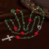 Handmade Floral Crystal Beads & Crucifix with Virgin Mary Medal Rosary: Blossom of Grace Elegance