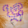 Frosted Blue & Purple Glass Bead Rosary with Miraculous Medal