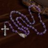 Christianartworkshop Frosted Blue and Purple Glass Beads Rosary Adorned with Miraculous Medal: Devotion in Textured Form