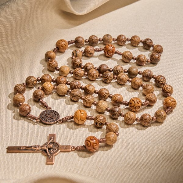 Christianartworkshop PRAYERFUL FAITH: Divine Olive Wood Rosary with St. Benedict Medal & Crucifix
