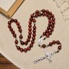 Christianartworkshop Red Wood and Rose Beads Rosary with Miraculous Medal: Embrace Divine Grace and Protection
