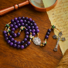 Purple Agate & Cloisonné Beads Rosary with Virgin Mary Medal & Crucifix: Feel Graceful Devotion