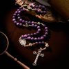 Christianartworkshop Purple Agate & Cloisonné Beads Rosary with Virgin Mary Medal & Crucifix: Feel Graceful Devotion