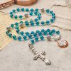 PRAYERFUL FAITH: Handmade Crucifix Clear Blue Glass Rosary with Gift Card
