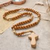 Christianartworkshop Minimalist Olive Wood Rosary with Hand-held Prayer Comfort Cross: Embrace Simple Sacredness