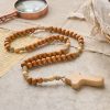 Christianartworkshop Minimalist Olive Wood Rosary with Hand-held Prayer Comfort Cross: Embrace Simple Sacredness