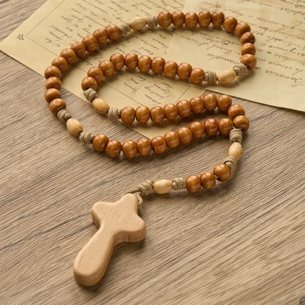 PRAYERFUL FAITH: Handmade Minimalist Olive Wood Rosary with Gift Card