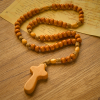 Minimalist Olive Wood Rosary with Hand-held Prayer Comfort Cross: Embrace Simple Sacredness
