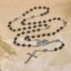 Sacred Shiny Black Beads Rosary with St. Michael the Archangel Pendant & Crucifix
