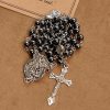 Sacred Shiny Black Beads Rosary with St. Michael the Archangel Pendant & Crucifix