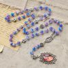 Christianartworkshop Seven Sorrow of 8 mm Round Blue-Purple Gradient Rosary with Floral - Carved Our Lady of Sorrows Pendant