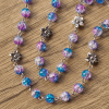 Christianartworkshop Seven Sorrow of 8 mm Round Blue-Purple Gradient Rosary with Floral - Carved Our Lady of Sorrows Pendant