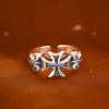 Minimalist 925 Silver Adjustable Maltese Cross Band Ring: Precious Heirloom of Faith
