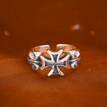 Minimalist 925 Silver Adjustable Maltese Cross Band Ring: Precious Heirloom of Faith