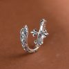 Retro 925 Silver Cross Ring with Delicate Vine Engravings: Pure Expression of Faith