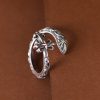 Retro 925 Silver Cross Ring with Delicate Vine Engravings: Pure Expression of Faith