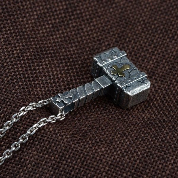 Sacred 925 Silver Hammer Cross Necklace: Rugged Faith Symbol with Retro Edge
