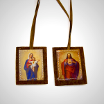 Blessed Brown Wool Scapular of Sacred Heart of Jesus and Virgin Mary