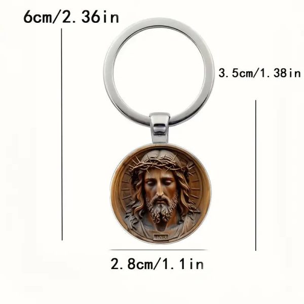 Classic Style Divine Jesus with Crown of Thorns Keychain: Timeless Symbol of Spiritual Redemption