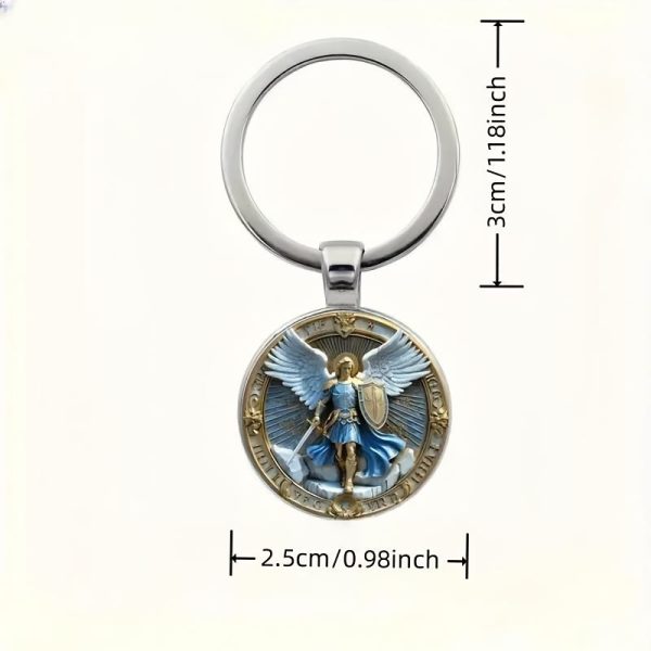 Classic Religious Armor Guardian Angel St. Micheal Keychain: Enduring Emblem of Heavenly Valor