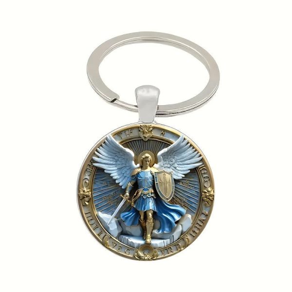 Classic Religious Armor Guardian Angel St. Micheal Keychain: Enduring Emblem of Heavenly Valor