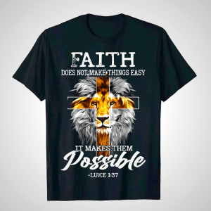Christian Faith Lion Cross Graphic Unisex T-Shirt