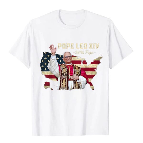 Christianartworkshop Pope Leo XIV America Flag Unisex T-shirt