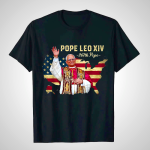 Pope Leo XIV American Flag Unisex T-Shirt | Christian Art