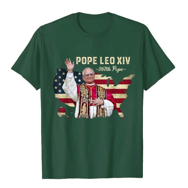 Christianartworkshop Pope Leo XIV America Flag Unisex T-shirt