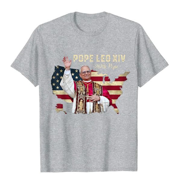 Christianartworkshop Pope Leo XIV America Flag Unisex T-shirt