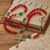 Christianartworkshop Handmade Red Crystal Bohemian Czech Glass Our Lady of Guadalupe Crucifix Rosary