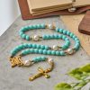 PRAYERFUL FAITH: Handmade Mint Green Beads & Pearl with Miraculous Medal