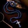 Christianartworkshop Royal Blue Metal Ball Beads Shiny Minimalist Rosary