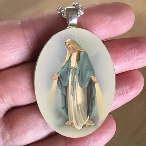 Christianartworkshop Pray Virgin Mary Blessed Pendant Miraculous Medal Necklace