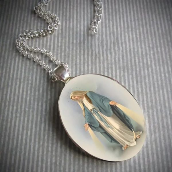 Christianartworkshop Pray Virgin Mary Blessed Pendant Miraculous Medal Necklace