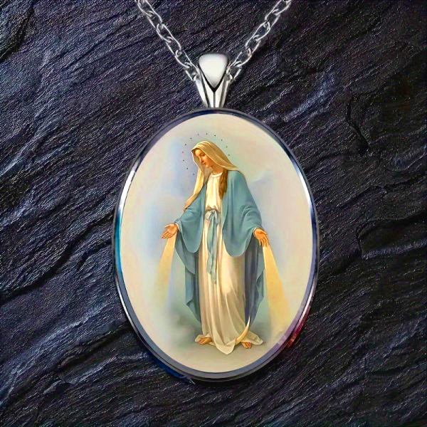 Pray Virgin Mary Blessed Pendant Miraculous Medal Necklace