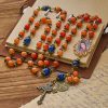 Christianartworkshop PRAYERFUL FAITH: Handmade Orange Chalcedony Rosary with Gift Card