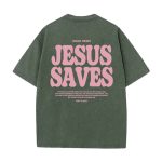Christianartworkshop Jesus Saves Unisex Washed T-Shirt