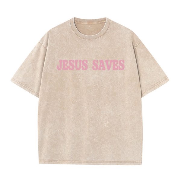 Christianartworkshop Jesus Saves Unisex Washed T-Shirt