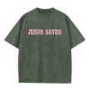 Christianartworkshop Jesus Saves Unisex Washed T-Shirt