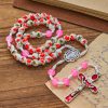 8mm Round Flower Beads Rosary with Miraculous Medal & Red Enamel Crucifix