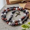 Morandi Style Multi-color Round Beads Rosary with Bronze Crucifix
